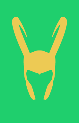 Minimalist design of Marvel's Loki helmet by Minimalist Heroes