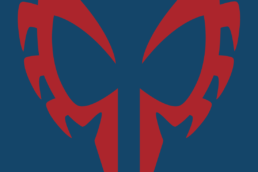 Minimalist design of Marvel's Spider-Man 2099 mask by Minimalist Heroes