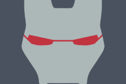 Minimalist design of Marvel's War Machine helmet by Minimalist Heroes