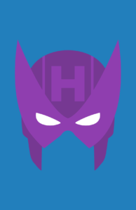 Minimalist design of Marvel's Hawkeye mask by Minimalist Heroes