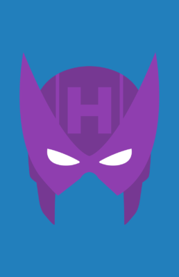 Minimalist design of Marvel's Hawkeye mask by Minimalist Heroes