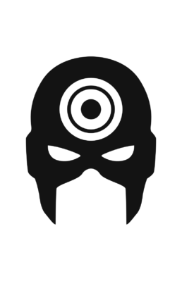 Minimalist design of Marvel's Bullseye mask by Minimalist Heroes