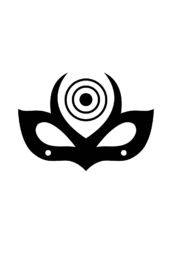 Minimalist design of Marvel's Lady Bullseye mask by Minimalist Heroes.